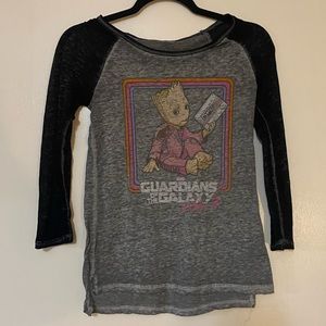 3/4 sleeve Guardians of the Galaxy shirt featuring Baby Groot